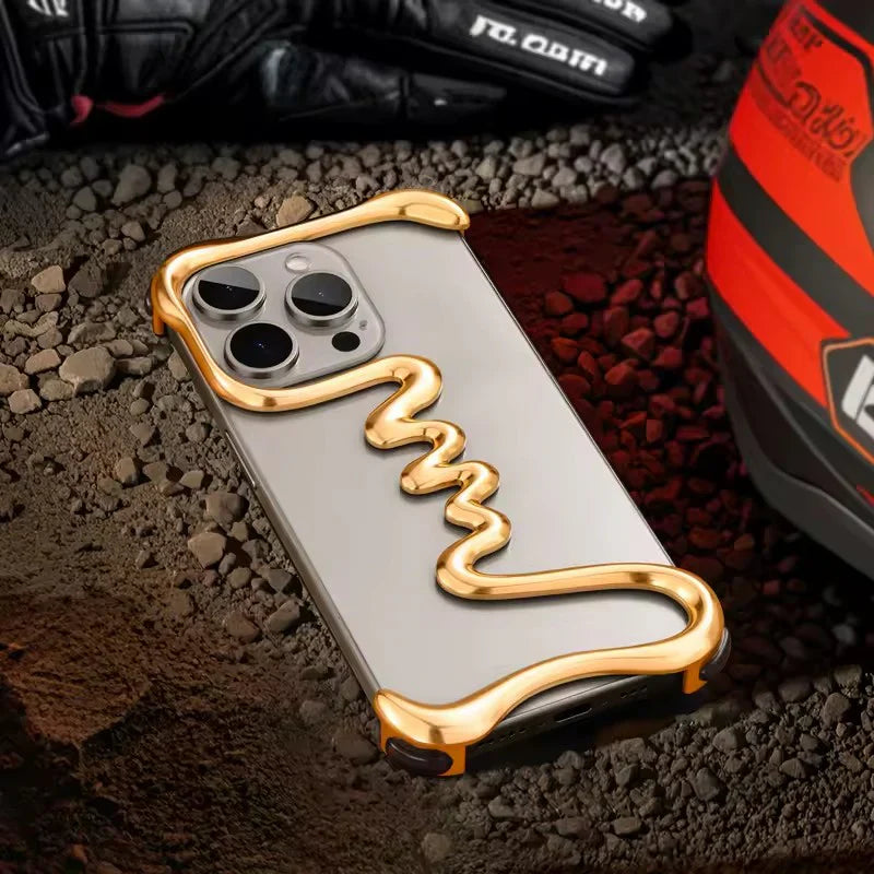 Luxury One Line Ultra-Light Weight Minimalist Case for  iPhone 15 Pro Max (Golden)