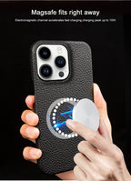 Luxury Real Leather Phone Case with MagSafe (Lychee Pattern) Mobile Case by CoverMeUp - Style 59