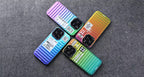 Protective Apple iPhone Back Cover - Gradient Color 3D Ribbed Design Case For iPhone - Style 18