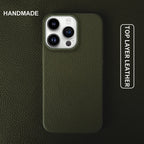 Luxury Real Leather Phone Case with MagSafe (Lychee Pattern) Mobile Case by CoverMeUp - Style 24