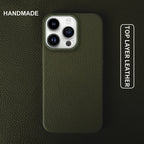 Luxury Real Leather Phone Case with MagSafe (Lychee Pattern) Mobile Case by CoverMeUp - Style 24
