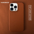 Luxury Real Leather Phone Case with MagSafe (Lychee Pattern) Mobile Case by CoverMeUp - Style 4