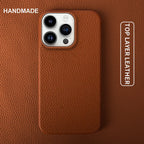 Luxury Real Leather Phone Case with MagSafe (Lychee Pattern) Mobile Case by CoverMeUp - Style 4