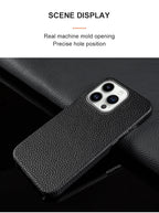 Luxury Real Leather Phone Case with MagSafe (Lychee Pattern) Mobile Case by CoverMeUp - Style 66