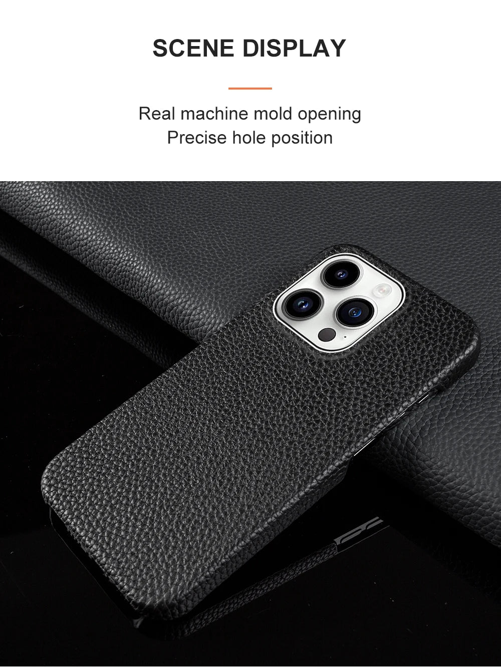Luxury Real Leather Phone Case with MagSafe (Lychee Pattern)