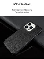 Luxury Real Leather Phone Case with MagSafe (Lychee Pattern) Mobile Case by CoverMeUp - Style 66