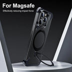 Protective Apple iPhone Back Cover - Luxury iPhone Frameless Armored Case with Leather Texture And Kickstand - Style 27