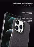 Luxury Real Leather Phone Case with MagSafe (Lychee Pattern) Mobile Case by CoverMeUp - Style 64