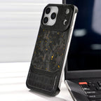 Protective Apple iPhone Back Cover - LeatherCarbon Metal Case For iPhone - Style 9