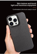 Luxury Real Leather Phone Case with MagSafe (Lychee Pattern) Mobile Case by CoverMeUp - Style 62