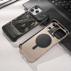 Protective Apple iPhone Back Cover - LeatherCarbon Metal Case For iPhone - Style 7