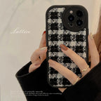 Protective Apple iPhone Back Cover - B/W Knitted iPhone Fabric Silicone Soft Case - Style 2