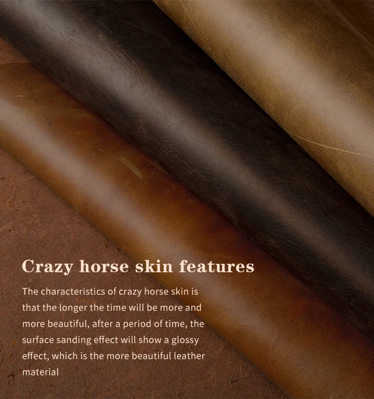 Luxury Genuine Leather Crazy Horse Pattern Phone Case with MagSafe