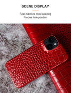 Luxury Real Leather Phone Case with MagSafe (Crocodile Pattern) Mobile Case by CoverMeUp - Style 20