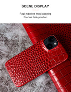 Luxury Real Leather Phone Case with MagSafe (Crocodile Pattern) Mobile Case by CoverMeUp - Style 20