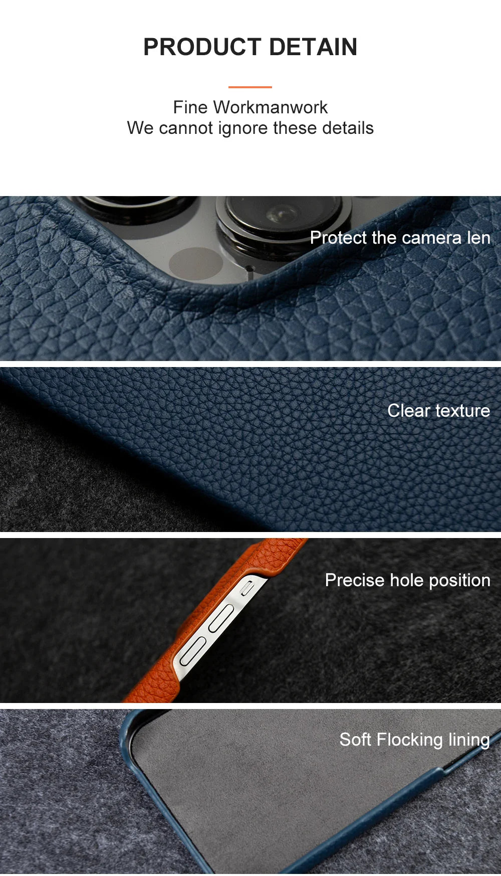 Luxury Real Leather Phone Case with MagSafe (Lychee Pattern)