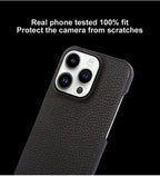 Luxury Real Leather Phone Case with MagSafe (Lychee Pattern) Mobile Case by CoverMeUp - Style 63