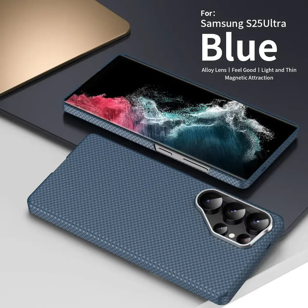 Samsung Galaxy S25 Ultra X-Level Ultathin 0.5mm Carbon Fiber Pattern Case with Magsafe - Blue Mobile Case by CoverMeUp - Style 2
