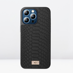 Protective Apple iPhone Back Cover - HBD Leather Crocodile Case for iPhone 15 Series. (Black)