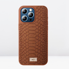 Protective Apple iPhone Back Cover - HBD Leather Crocodile Case for iPhone 15 Series. (Black) - Style 3