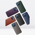 Protective Apple iPhone Back Cover - HBD Leather Fine Texture Cases for iPhone 15 series (Grey) - Style 5