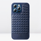 Protective Apple iPhone Back Cover - HBD Leather Fine Texture Cases for iPhone 15 series (Blue)