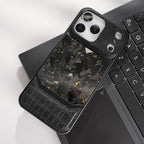 Protective Apple iPhone Back Cover - LeatherCarbon Metal Case For iPhone - Style 8
