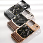 Protective Apple iPhone Back Cover - LeatherCarbon Metal Case For iPhone - Style 10