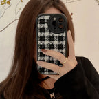 Protective Apple iPhone Back Cover - B/W Knitted iPhone Fabric Silicone Soft Case