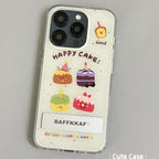 Protective Apple iPhone Back Cover - Happy Cake iPhone Case – Cute Cartoon Dessert Design with Kickstand - Style 2