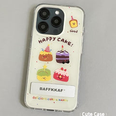 Happy Cake iPhone Case – Cute Cartoon Dessert Design with Kickstand