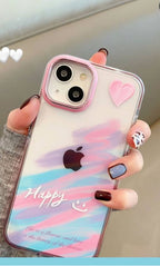 Protective Apple iPhone Back Cover - Happy Pastel Heart iPhone Case – Shockproof Soft TPU Cover with Camera Protection - Style 4