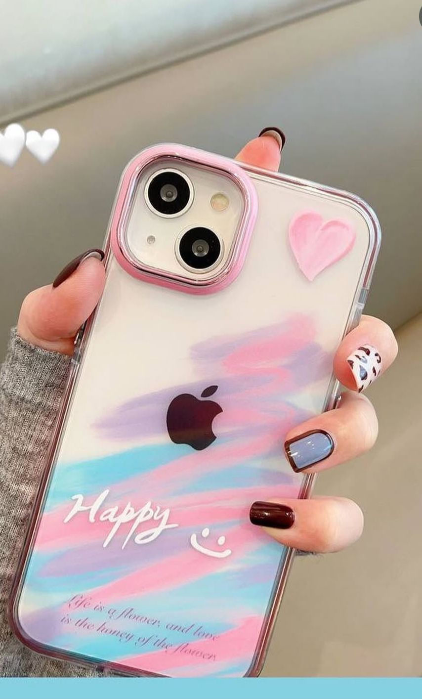 Happy Pastel Heart iPhone Case – Shockproof Soft TPU Cover with Camera Protection