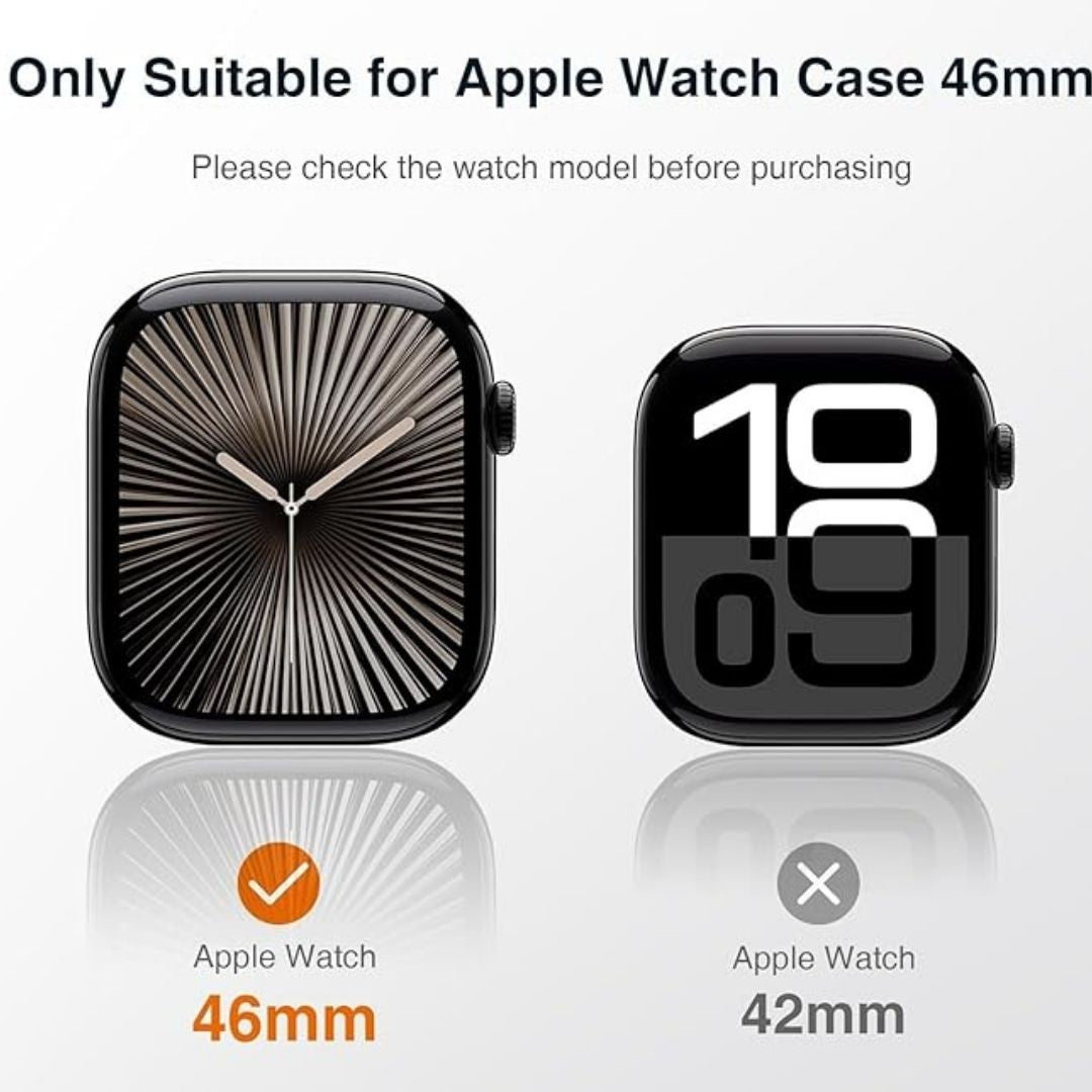 Hard PC Protective Case with Tempered Glass Screen Protector iWatch Series 10 (42/46 MM) (Black) Mobile Case by CoverMeUp - Style 6