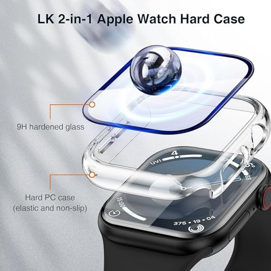 Hard PC Protective Case with Tempered Glass Screen Protector iWatch Series 10 (42/46 MM) Mobile Case by CoverMeUp - Style 2