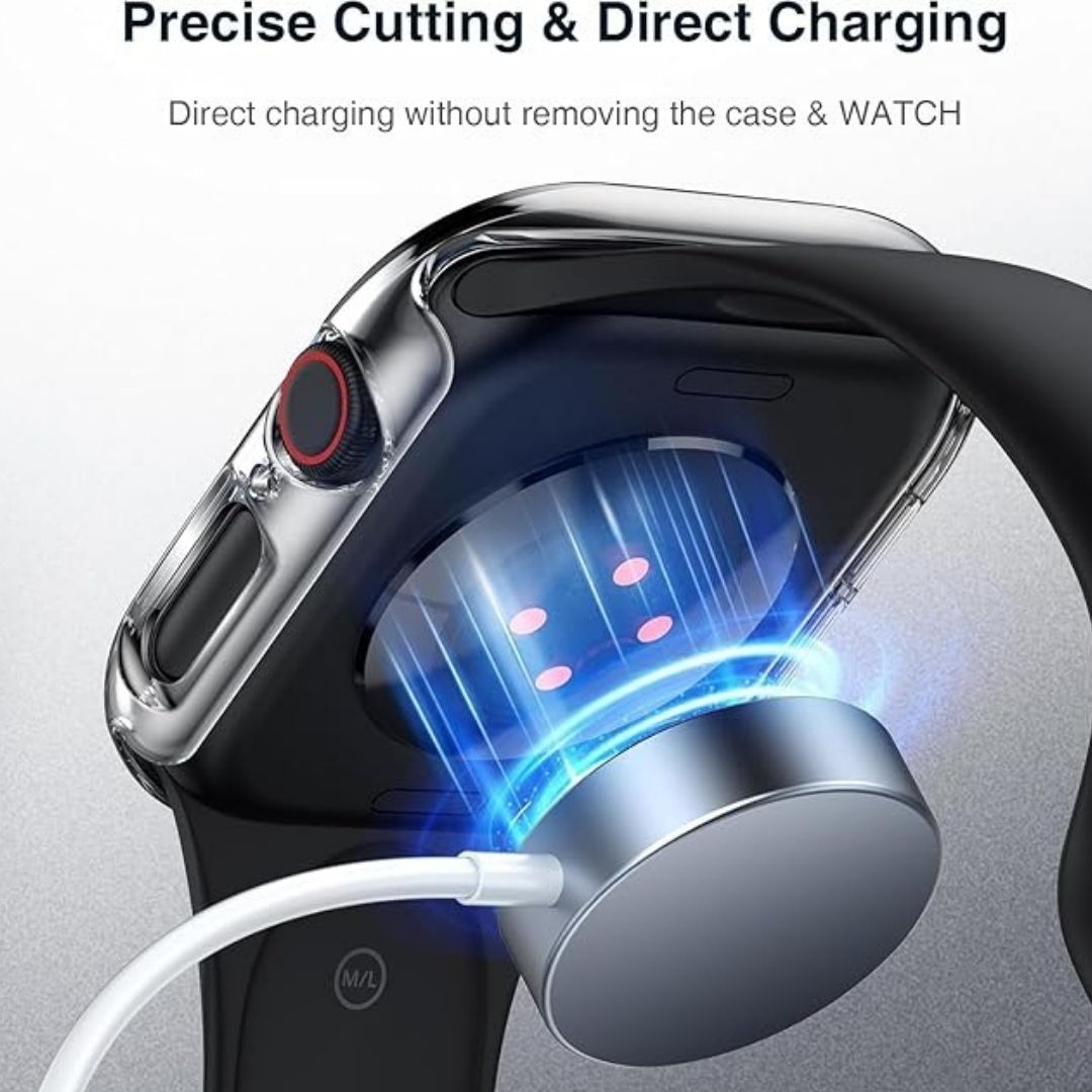 Hard PC Protective Case with Tempered Glass Screen Protector iWatch Series 10 (42/46 MM) (Black) Mobile Case by CoverMeUp - Style 3