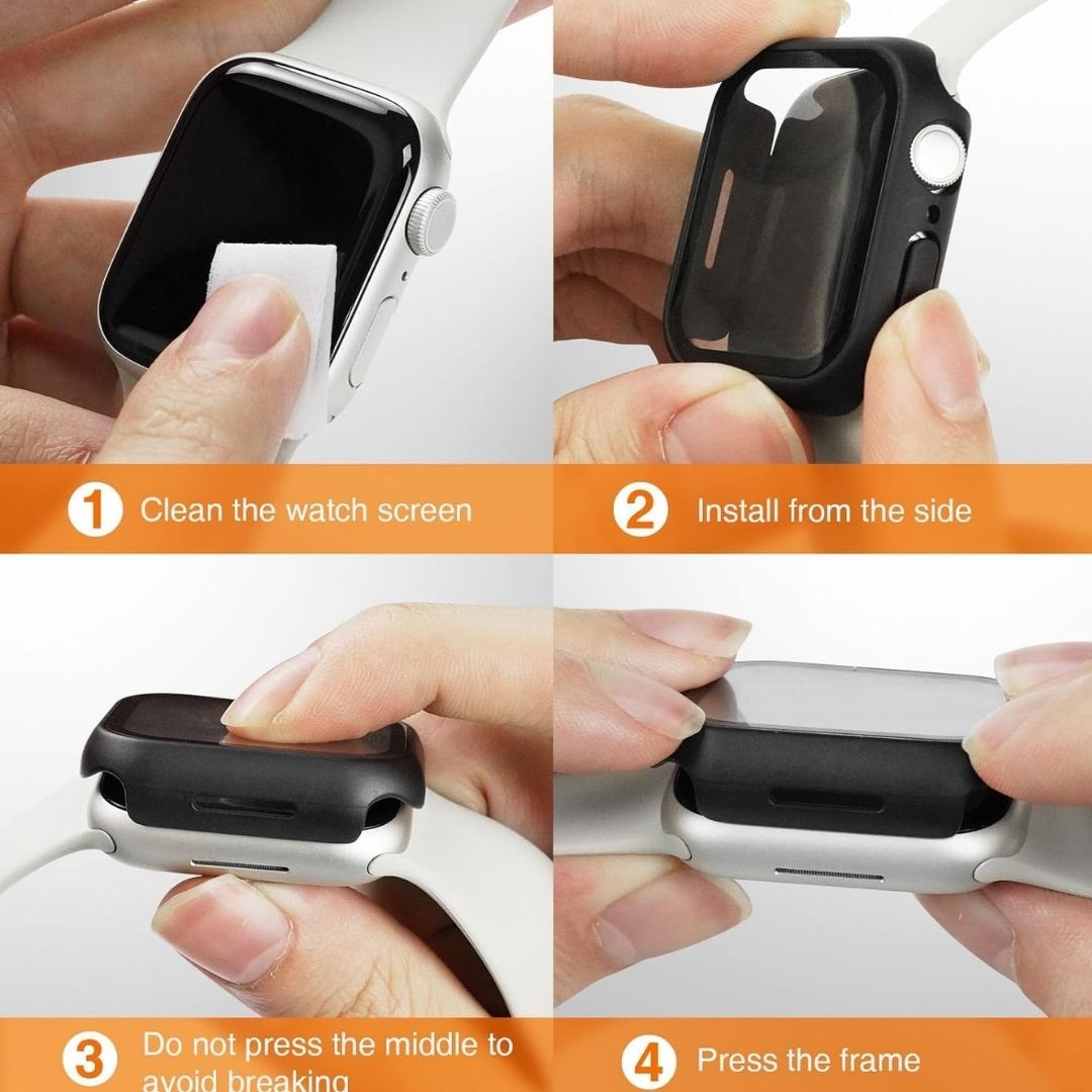 Hard PC Protective Case with Tempered Glass Screen Protector iWatch Series 10 (42/46 MM) Mobile Case by CoverMeUp - Style 4