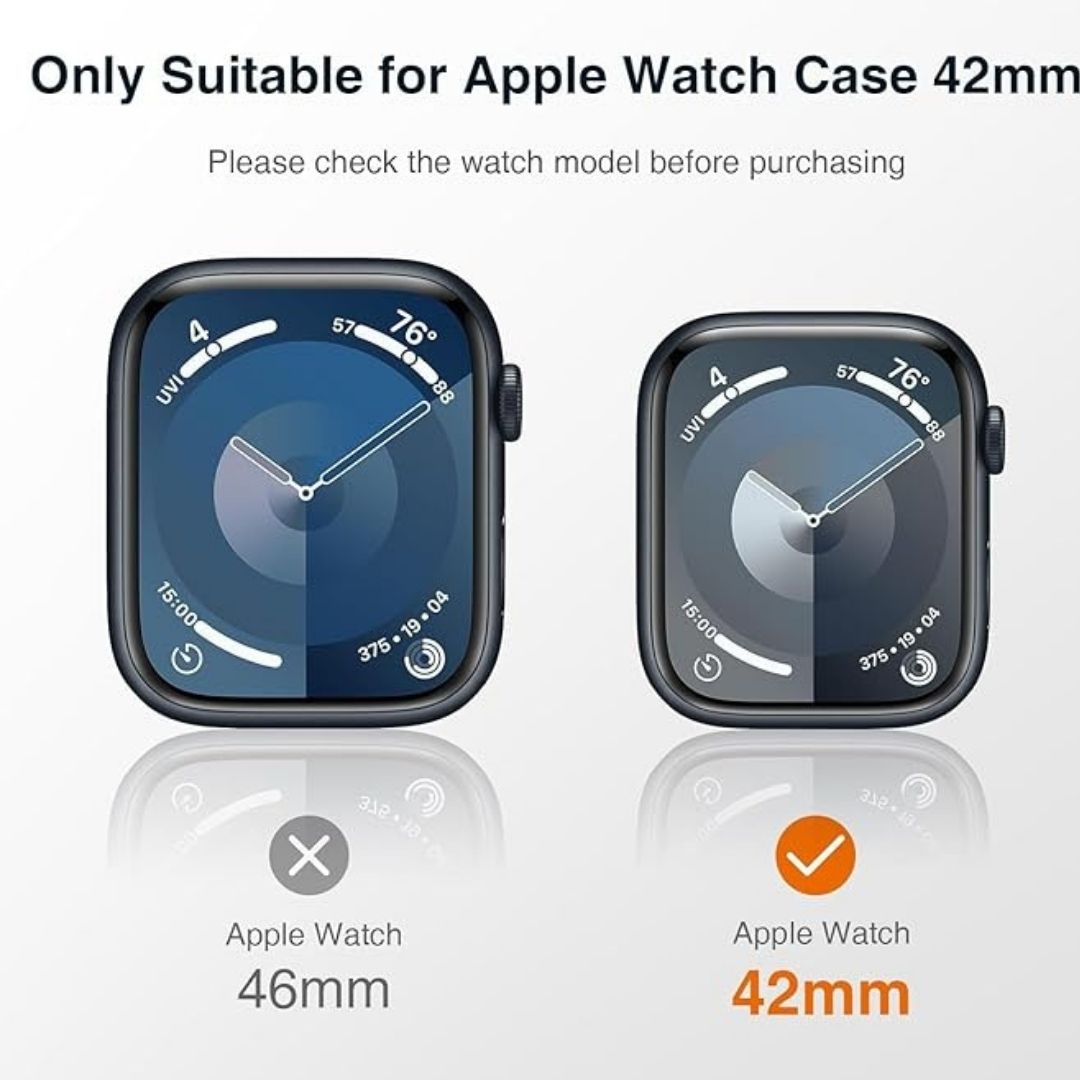 Hard PC Protective Case with Tempered Glass Screen Protector iWatch Series 10 (42/46 MM) (Black) Mobile Case by CoverMeUp - Style 7