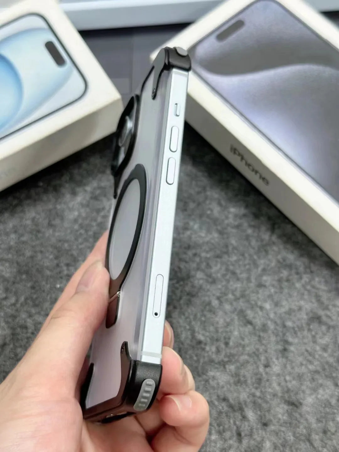 Luxury iPhone Frameless Armored Case with Leather Texture And Kickstand