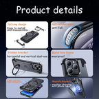 Protective Apple iPhone Back Cover - Luxury iPhone Frameless Armored Case with Leather Texture And Kickstand - Style 48