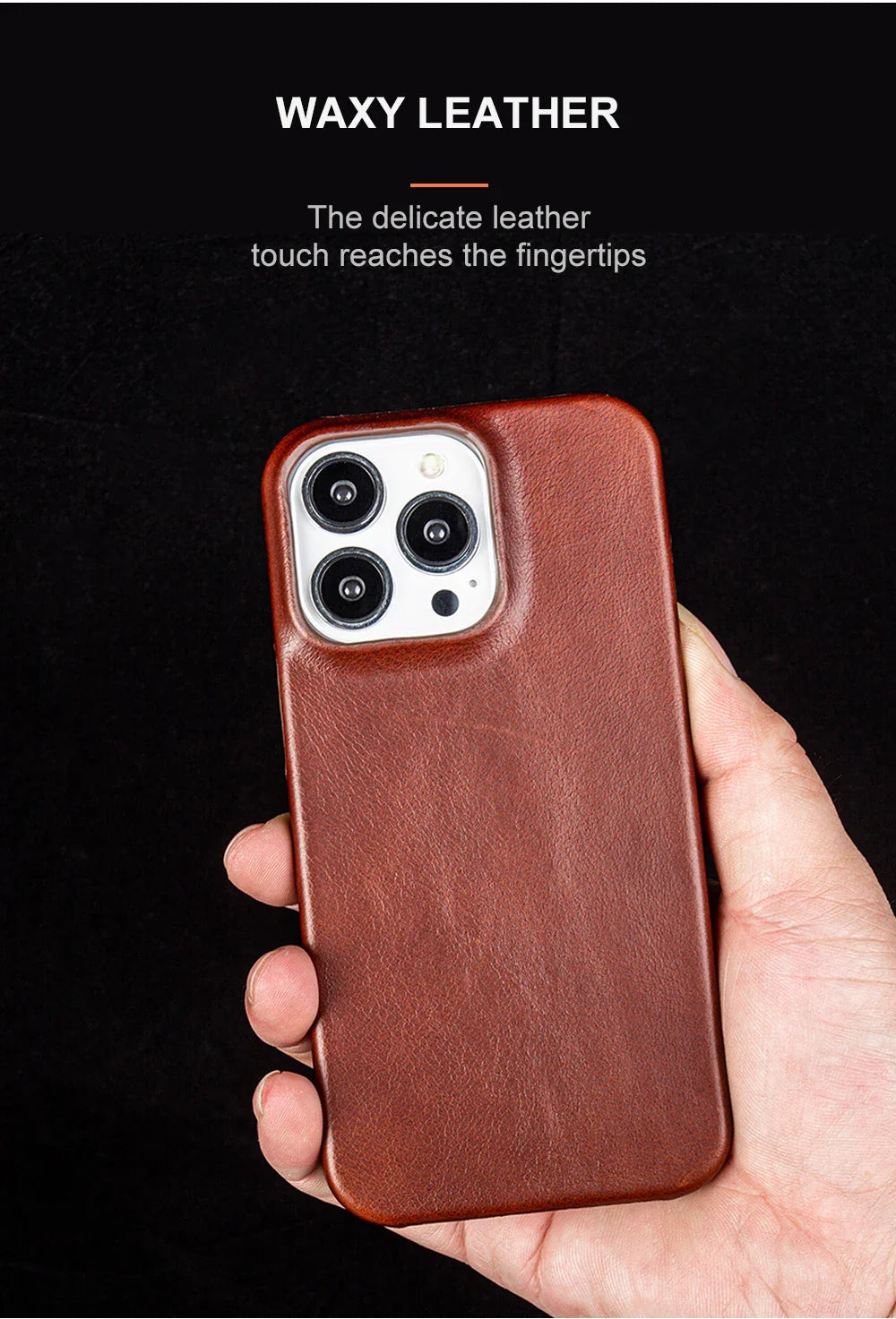 Luxury Real Leather Phone Case With MagSafe (Oil Wax Pattern)