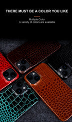 Luxury Real Leather Phone Case with MagSafe (Crocodile Pattern) Mobile Case by CoverMeUp - Style 17