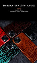 Luxury Real Leather Phone Case with MagSafe (Crocodile Pattern) Mobile Case by CoverMeUp - Style 17