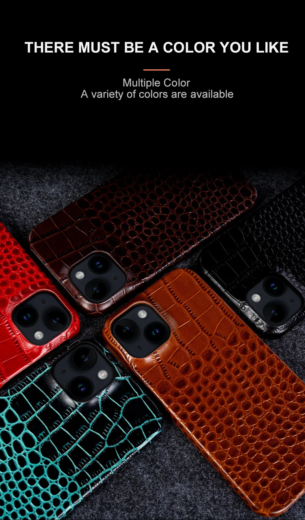 Luxury Real Leather Phone Case with MagSafe (Crocodile Pattern)