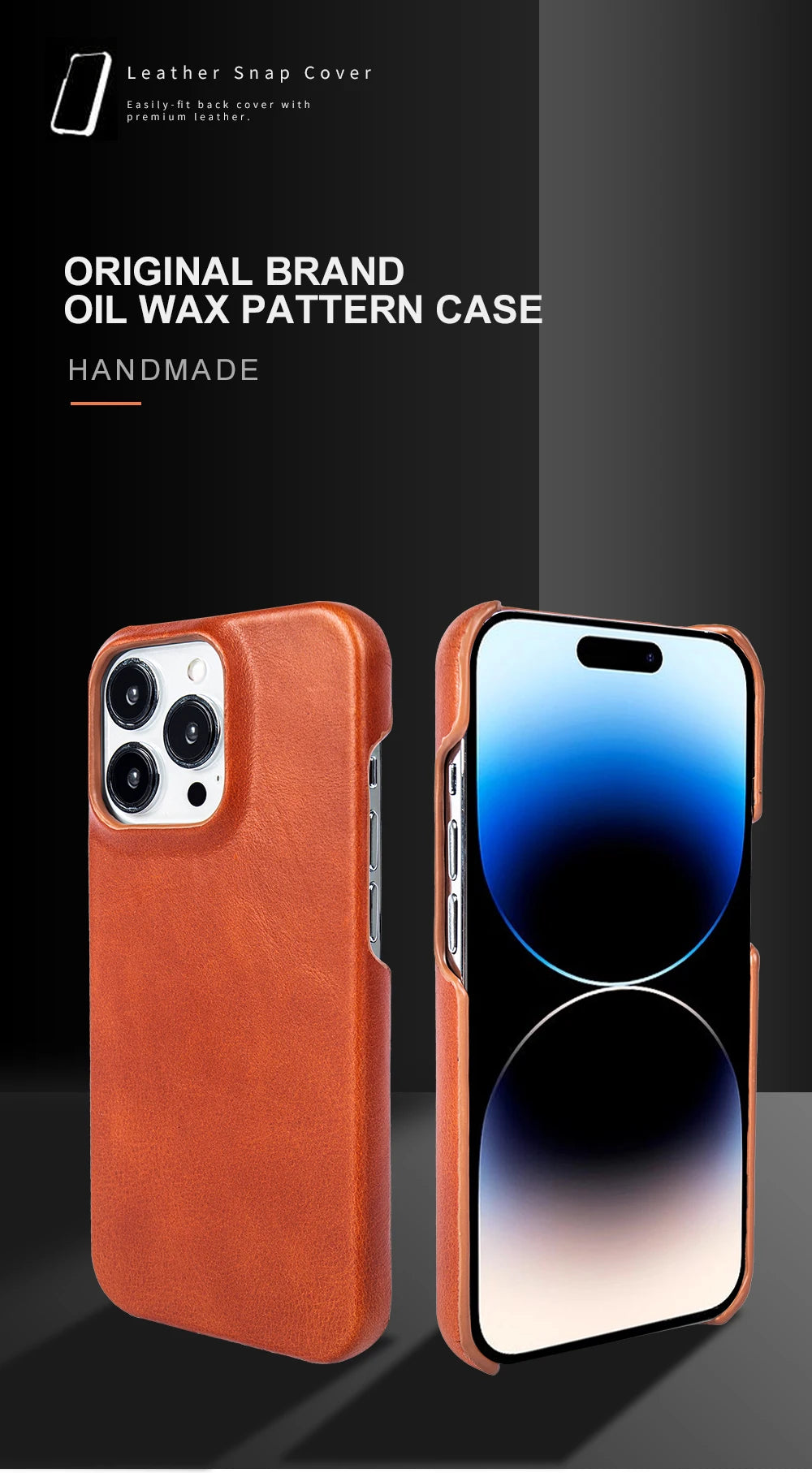 Luxury Real Leather Phone Case With MagSafe (Oil Wax Pattern)