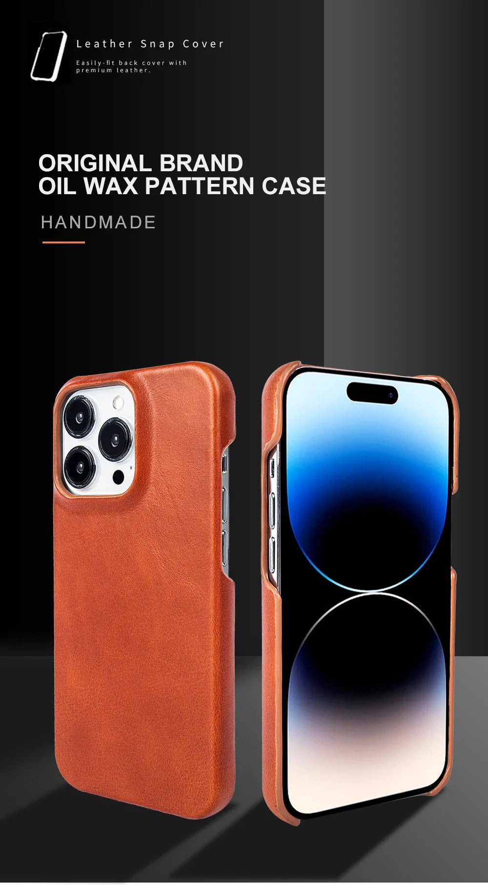 Luxury Real Leather Phone Case With MagSafe (Oil Wax Pattern)