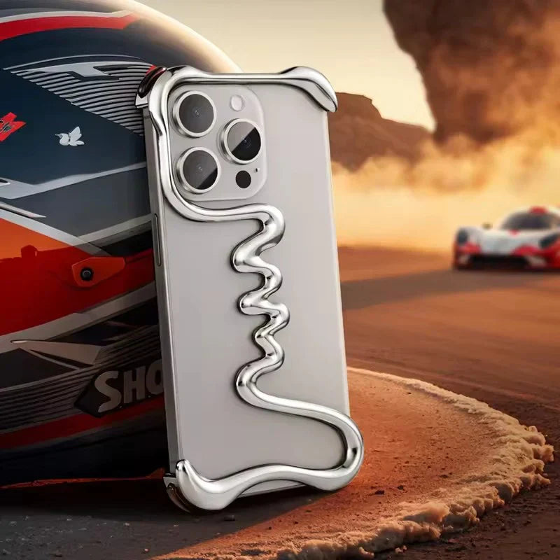 Luxury One Line Ultra-Light Weight Minimalist Case for  iPhone 15 Pro Max (Silver)