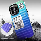 Protective Apple iPhone Back Cover - Gradient Color 3D Ribbed Design Case For iPhone - Style 15