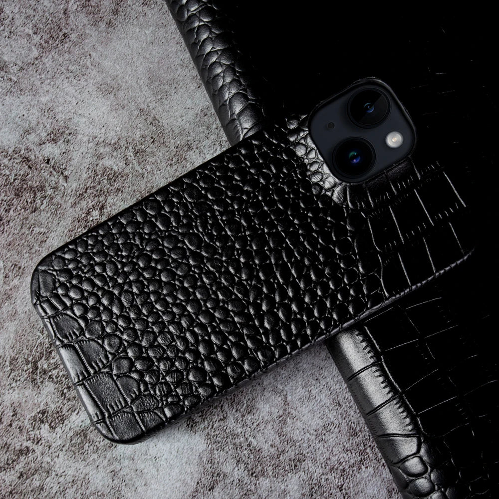 Luxury Real Leather Phone Case with MagSafe (Crocodile Pattern)
