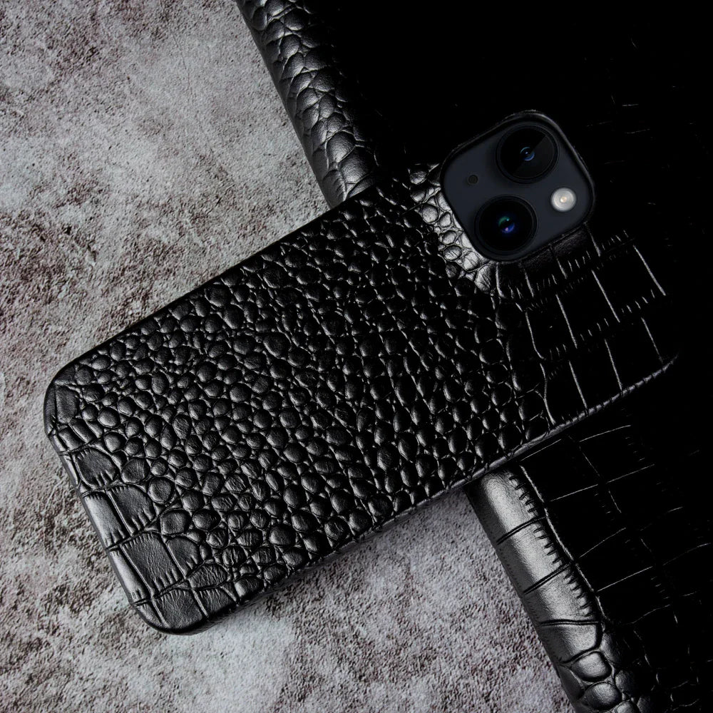 Luxury Real Leather Phone Case with MagSafe (Crocodile Pattern)